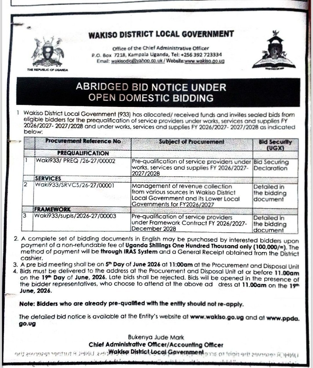 BID DOCUMENT